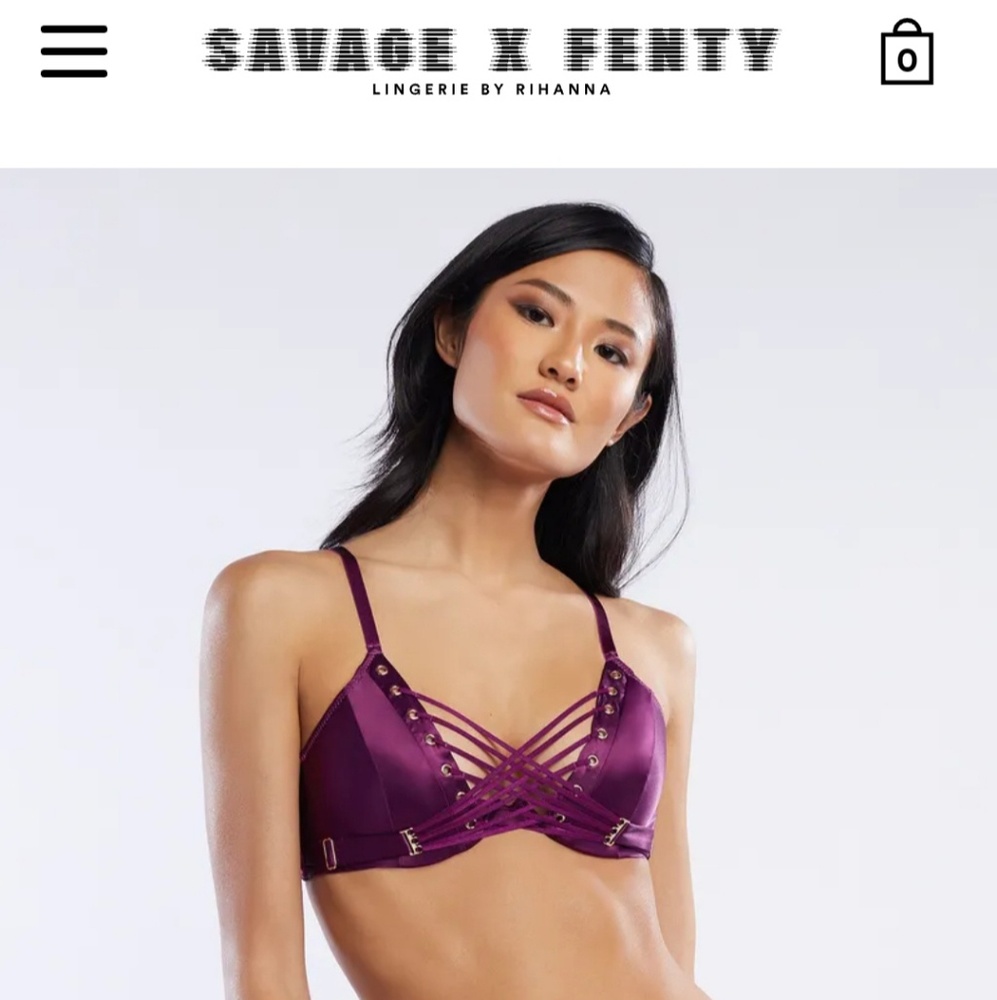 Savage X Fenty laced satin bra and undie set